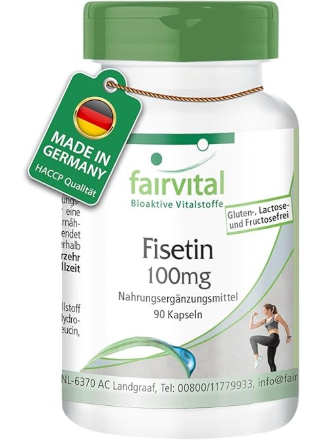 Fairvital Fisetin 100 mg ,Made from Japanese Wax Tree – Quality Tested and High Dose ,100% Vegan , to support cell repair and brain function ,90 Capsules ,Made in Germanyin Germany - Image 1