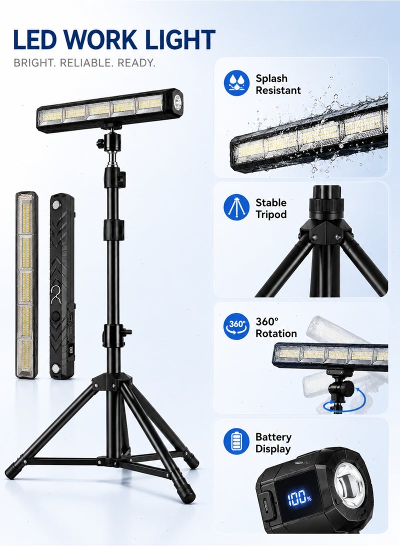 Yoawllty Camping Light Bar, 8000 Lumen Rechargeable Cordless Portable Flashlight, with Detachable Tripod for Fishing, Hiking & Emergency - Image 3