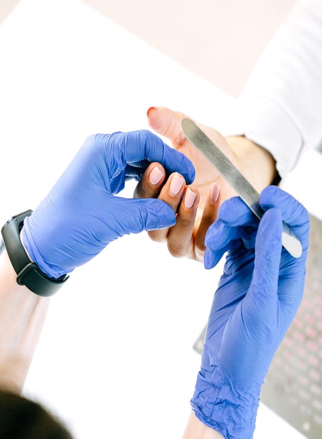 Eagle Medium Sensitive Nitrile Gloves Non Latex Disposable Tactile FDA Compliant Powder Free Accelerator Free 4mil Delta ZeroTM Verified Textured Fingertip Indigo Box of 100 - Image 4