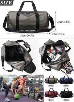 Qiccijoo Qiccijoo Sports Gym Bag for Men Women，Travel Duffel Bag with Shoes Compartment and Wet Pocket for Plane，Sport Gym Tote Bags Swimming Yoga,Waterproof Weekend Overnight Bag Carry on Bag（Grey）  - Image 2