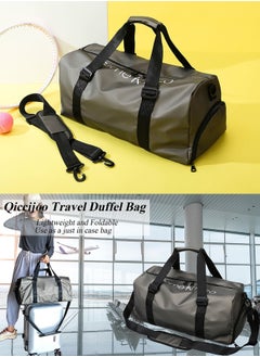Qiccijoo Qiccijoo Sports Gym Bag for Men Women，Travel Duffel Bag with Shoes Compartment and Wet Pocket for Plane，Sport Gym Tote Bags Swimming Yoga,Waterproof Weekend Overnight Bag Carry on Bag（Grey）  - Image 3