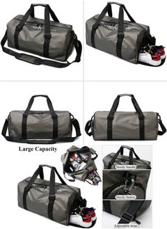 Qiccijoo Qiccijoo Sports Gym Bag for Men Women，Travel Duffel Bag with Shoes Compartment and Wet Pocket for Plane，Sport Gym Tote Bags Swimming Yoga,Waterproof Weekend Overnight Bag Carry on Bag（Grey）  - Image 4