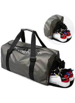Qiccijoo Qiccijoo Sports Gym Bag for Men Women，Travel Duffel Bag with Shoes Compartment and Wet Pocket for Plane，Sport Gym Tote Bags Swimming Yoga,Waterproof Weekend Overnight Bag Carry on Bag（Grey）  - Image 1