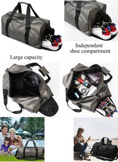 Qiccijoo Qiccijoo Sports Gym Bag for Men Women，Travel Duffel Bag with Shoes Compartment and Wet Pocket for Plane，Sport Gym Tote Bags Swimming Yoga,Waterproof Weekend Overnight Bag Carry on Bag（Grey）  - Image 5
