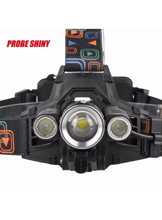 NIBEMINENT 4 Modes LED Rechargeable Head Light Torch Black - Image 3