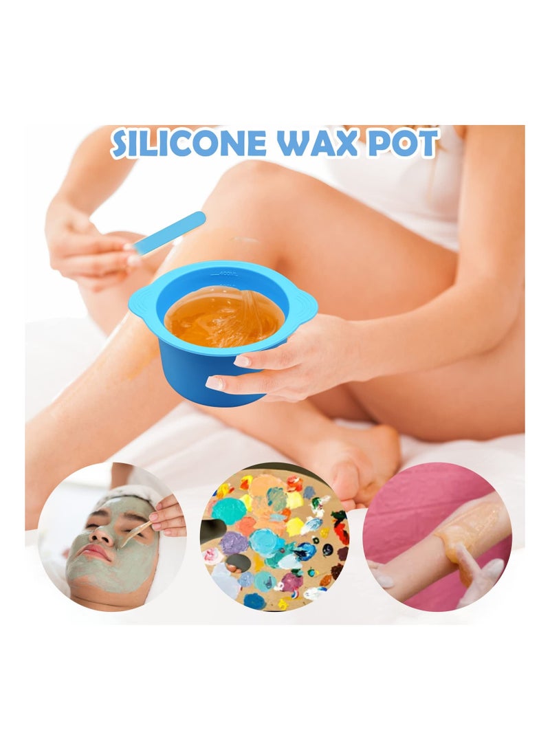 Generic 2 Pcs Silicone Wax Warmer Liner, Reusable Silicone Wax Bowl Hair Removal Wax Warmer Silicone Bowl Durable Silicone Wax Bowl with 2 Pcs Wax Spatula Sticks for Hair Removal (Blue, Pink) - Image 5