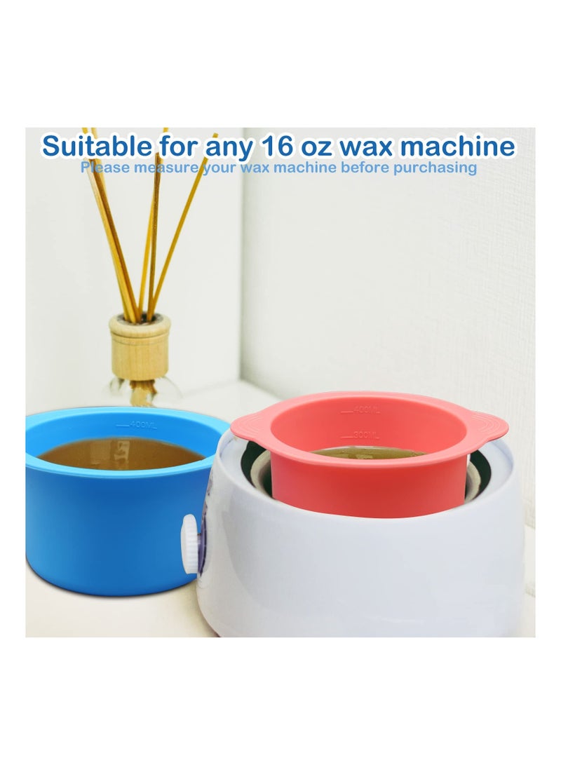 Generic 2 Pcs Silicone Wax Warmer Liner, Reusable Silicone Wax Bowl Hair Removal Wax Warmer Silicone Bowl Durable Silicone Wax Bowl with 2 Pcs Wax Spatula Sticks for Hair Removal (Blue, Pink) - Image 3