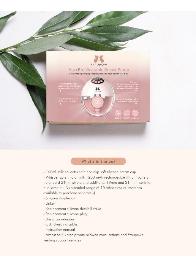Fraupow Viva Pro Wearable Breast Pump Hands-Free | Intelligent Biomimetic Pumping with Infrared Flow Response | Award Winning Electric Breast Pump | Include Midwife Consultation & Breastfeeding Course - Image 4