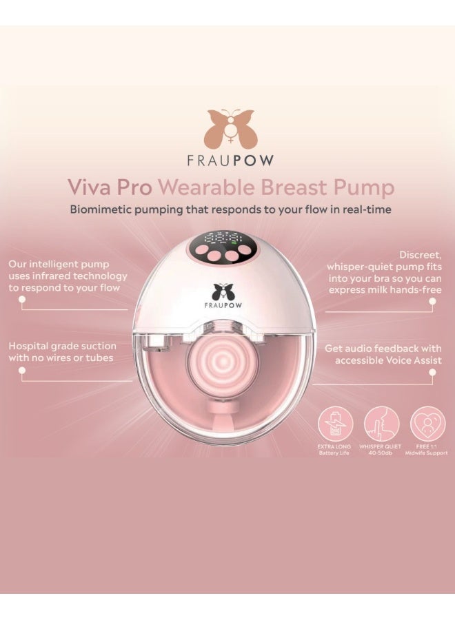 Fraupow Viva Pro Wearable Breast Pump Hands-Free | Intelligent Biomimetic Pumping with Infrared Flow Response | Award Winning Electric Breast Pump | Include Midwife Consultation & Breastfeeding Course - Image 2