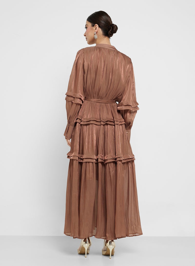 خزانة فستان ماكسي معدني بطبقات - Image 2