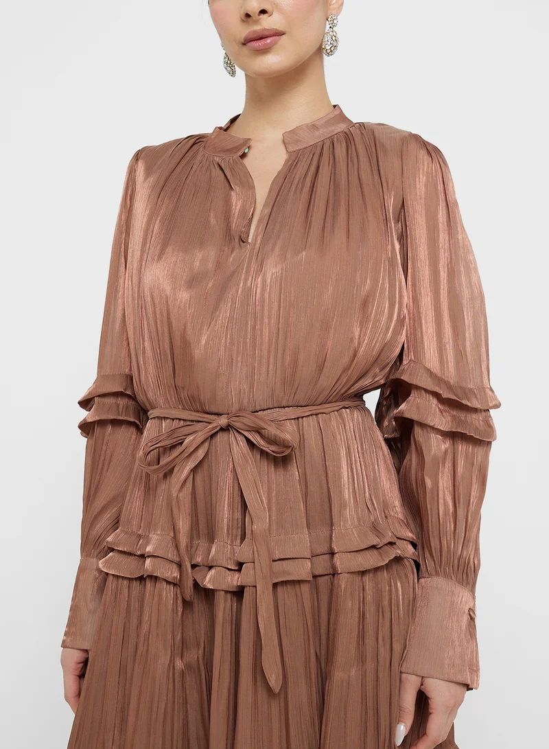 Khizana Tiered Metallic Maxi Dress