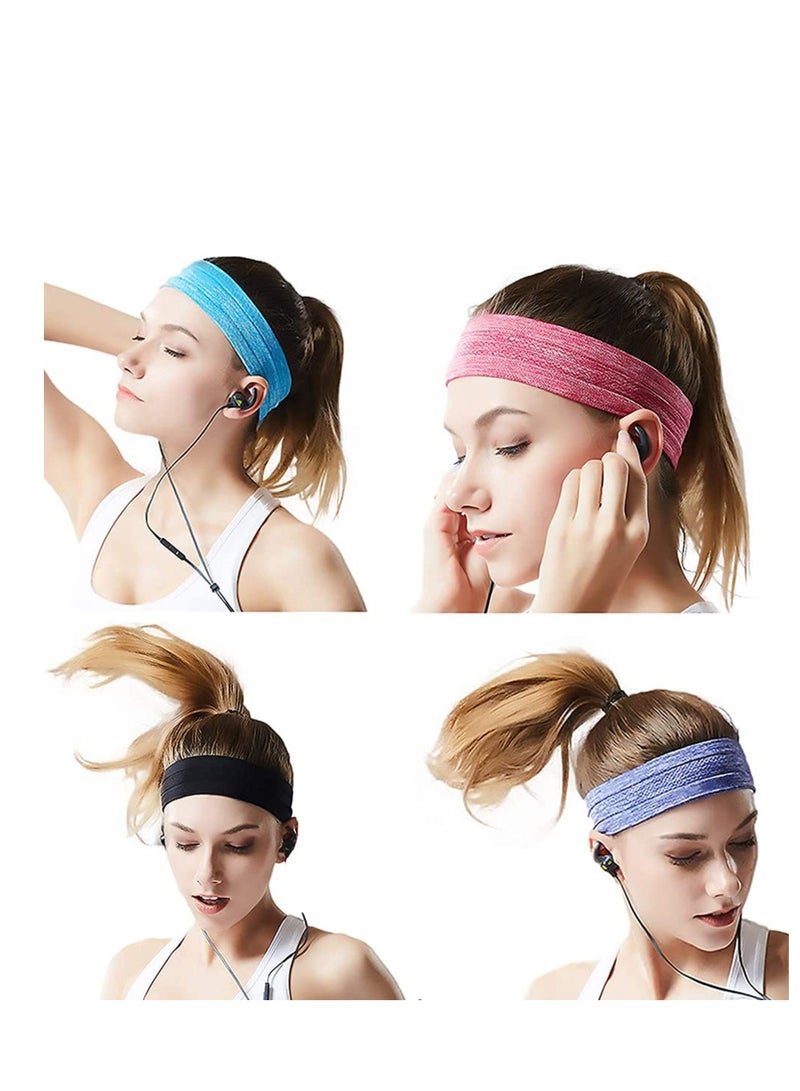 Loquat Moisture Sweat Sports Workout Headbands Wicking Hairband Non Slip Athletic Exercise Sweatbands Cool Sport Hair Bands for Running Stretchy and Quickly Dry Yoga Sweat Band for Women Men - Image 3