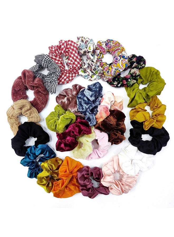 ANNACREATIONS Premium Big Soft Super Elastic Velvet Satin Hair Scrunchies Hair Ties Hair Accessories For Women And Girls 50 count (Pack of 1) - Image 3