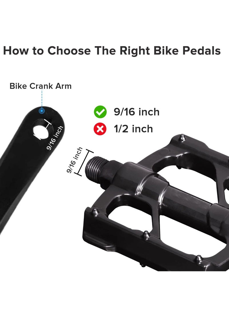 Y&D Bike Pedals, Aluminum Alloy Bicycle Mountain Pedal with Removable Anti-Skid Nails, Universal Platform for Travel Cycle-Cross Bikes, 9/16inch - Image 2