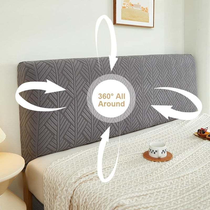 wweenuo Stretch Bed Headboard Covers, Jacquard Fabric Headboard Slipcover, Soft Dustproof Protector Cover for Upholstered Headboard Queen King (Dark Gray, 1.8m/70.9in) - Image 5