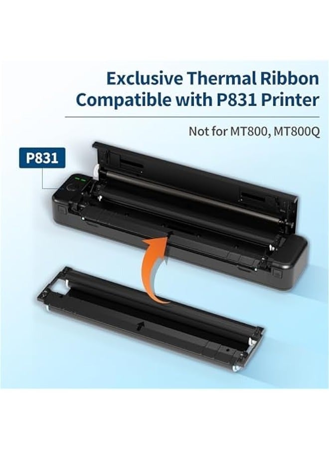 phomemo Thermal Transfer Ribbon, Exclusive Thermal Ribbon for P831 Portable Printer, Supports A4 and US Letter Paper, Wireless Printing for P831 at Home Office, Outdoor, 2 Rolls  - Image 2