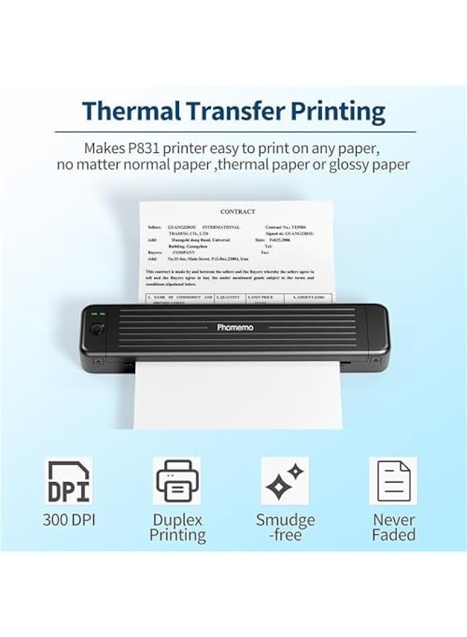 phomemo Thermal Transfer Ribbon, Exclusive Thermal Ribbon for P831 Portable Printer, Supports A4 and US Letter Paper, Wireless Printing for P831 at Home Office, Outdoor, 2 Rolls  - Image 3