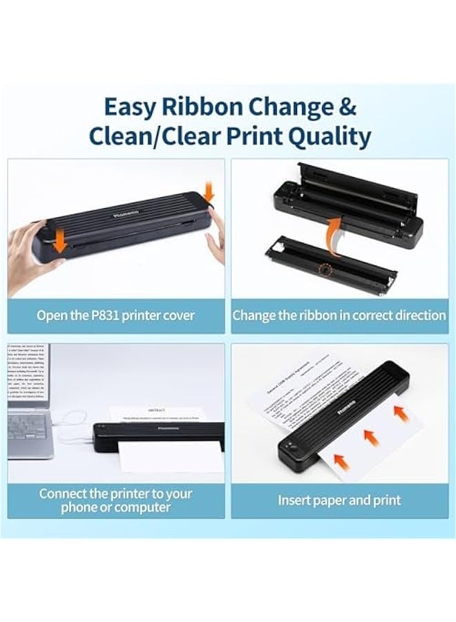 phomemo Thermal Transfer Ribbon, Exclusive Thermal Ribbon for P831 Portable Printer, Supports A4 and US Letter Paper, Wireless Printing for P831 at Home Office, Outdoor, 2 Rolls  - Image 4