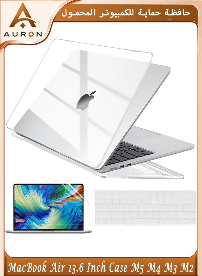 AURON MacBook Air 13.6 Inch Case M5 M4 M3 M2, Crystal Clear Hard Shell Cover Compatible with A3449 A3240 A3113 A2681, Transparent Laptop Protective Case for Mac Air 13.6 Inch, Scratch Resistant Lightweight PC Cover - Image 1