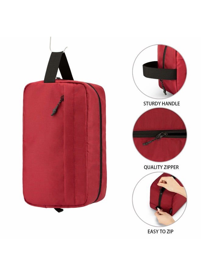 Vorspack Toiletry Bag Hanging Dopp Kit for Men Water Resistant Shaving Bag with Large Capacity for Travel - Maroon - Image 3