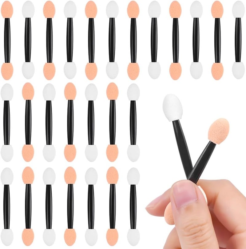 LOPHE 50PCS Sponge Eyeshadow Applicators Disposable Beige Eye Shadows Sponge Brushes Dual Sided Eyeshadow Brushes Eye Shadows Sponge Applicators Sticks for Eyeliner Makeup Arts Crafts Art Beauty