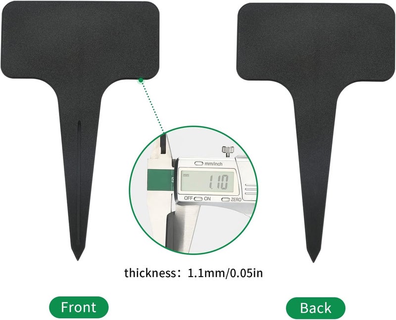 KINGLAKE 100 Pcs Waterproof Thick Plastic Black Plant Tags T Type Nursery Garden Labels - Image 3