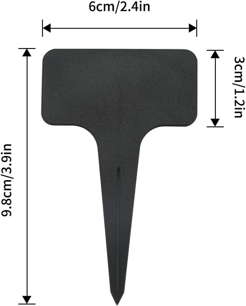 KINGLAKE 100 Pcs Waterproof Thick Plastic Black Plant Tags T Type Nursery Garden Labels - Image 2