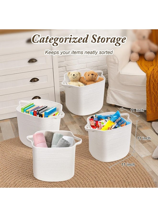 GLCON Off White Rope Basket Storage Cubes - 11 Inch Cube Storage Bins - Square Woven Baskets for Storage and Organization - Cube Storage Organizer Basket Toy Bins for Shelves, Closet, Nursery - 2 Pack  - Image 2