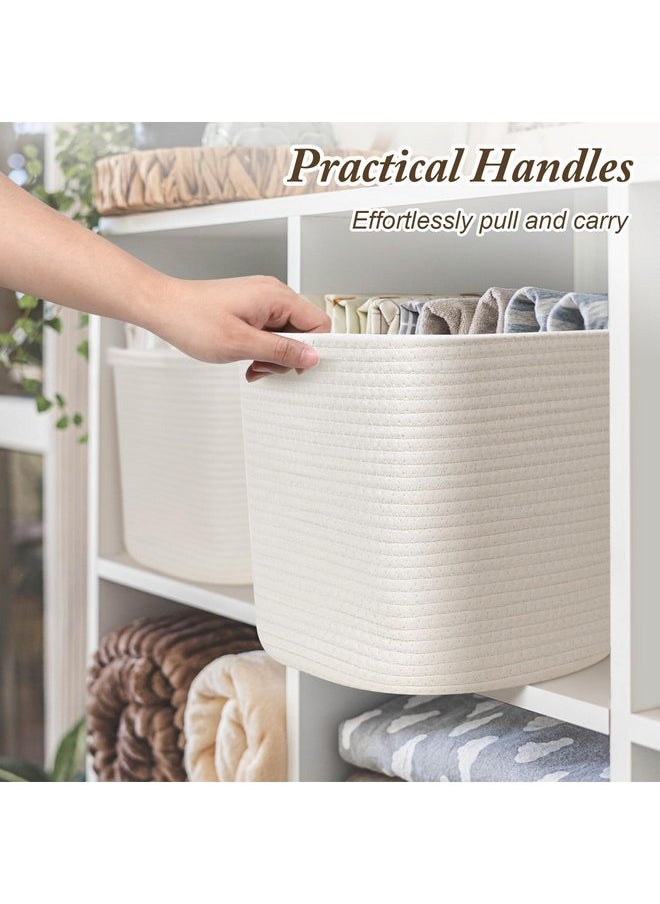 GLCON Off White Rope Basket Storage Cubes - 11 Inch Cube Storage Bins - Square Woven Baskets for Storage and Organization - Cube Storage Organizer Basket Toy Bins for Shelves, Closet, Nursery - 2 Pack  - Image 4