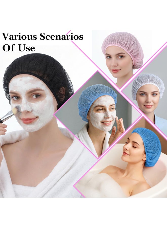 5 PCS Mesh Sleep Bonnet Elastic Breathable Sleeping Caps Soft Hair Protection Net for Women Ideal for Curly Hair Hair Rollers and Nighttime Hair Care (White, Pink, Light Blue, Lake Blue, Black) - Image 4