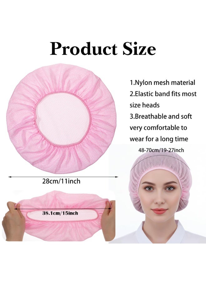 5 PCS Mesh Sleep Bonnet Elastic Breathable Sleeping Caps Soft Hair Protection Net for Women Ideal for Curly Hair Hair Rollers and Nighttime Hair Care (White, Pink, Light Blue, Lake Blue, Black) - Image 2