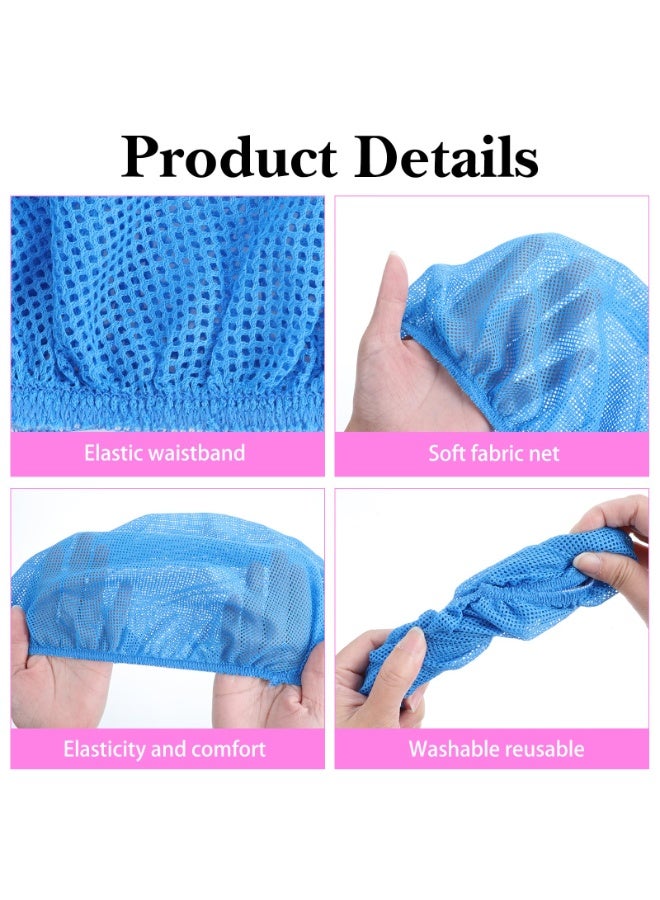 5 PCS Mesh Sleep Bonnet Elastic Breathable Sleeping Caps Soft Hair Protection Net for Women Ideal for Curly Hair Hair Rollers and Nighttime Hair Care (White, Pink, Light Blue, Lake Blue, Black) - Image 3