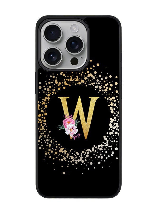 Stylizedd For iPhone 16 Pro Case [Compatible with MagSafe] Slim Magnetic cover Phone Case iPhone 16 Pro -Custom Monogram Floral - W ( Black ) - Image 1