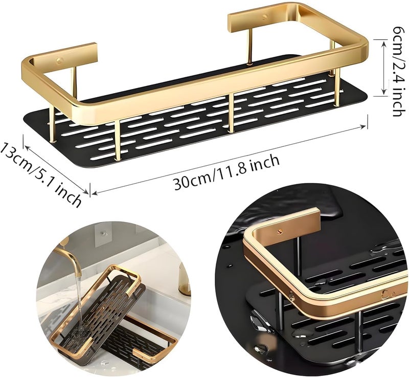 Perpetual Self - Adhesive Bathroom Shelf for Wall, Multipurpose Wall Mounted Bathroom and Kitchen Organiser Without Drill, Space Saving Stand for Bathroom and Kitchen Wall (Pack of 1) Gold - Image 5