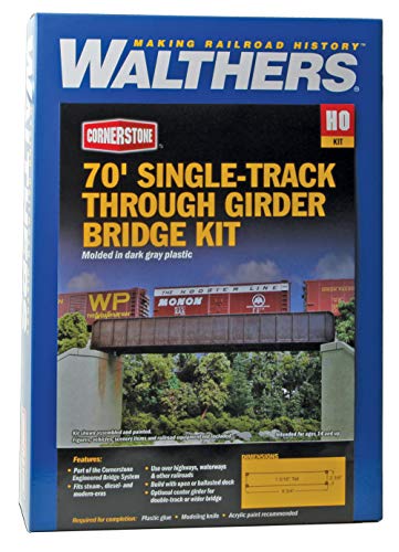 Walthers Cornerstone HO Scale Model 70' Single-Track Railroad Through Girder Bridge - Kit - Image 4