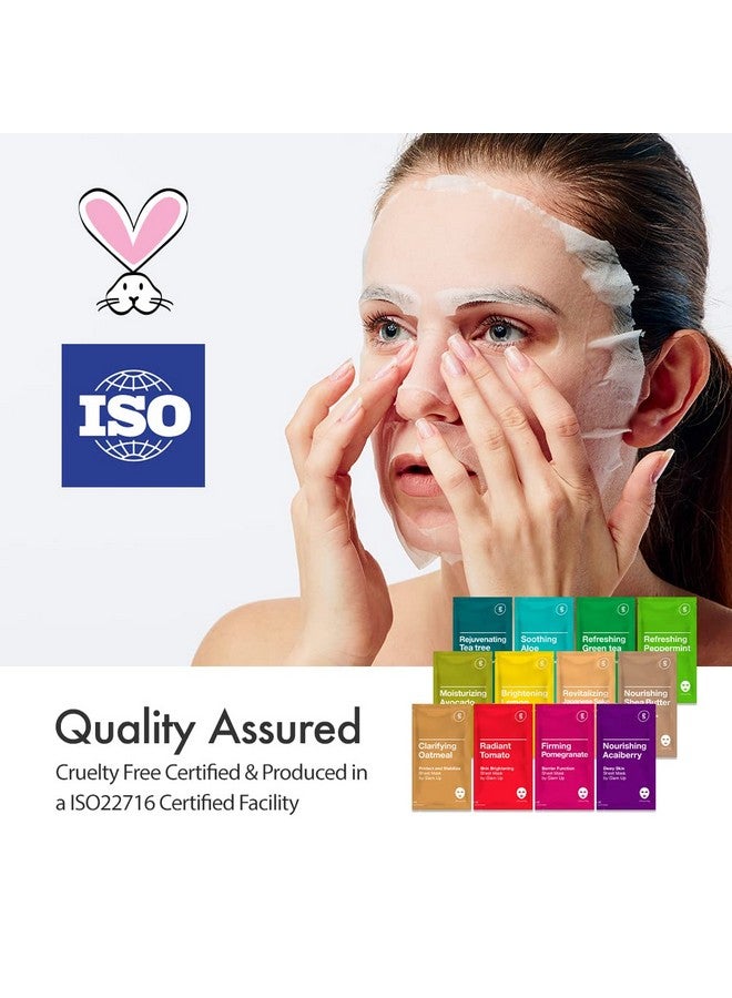 GLAM UP Premium Facial Sheet Mask 12 Combo (Pack of 12) | Clean Face Masks Skincare, Hydrating Face Masks, Moisturizing, Soothing, Beauty Mask For All Skin Type Variety Beauty Mask Set - Image 2