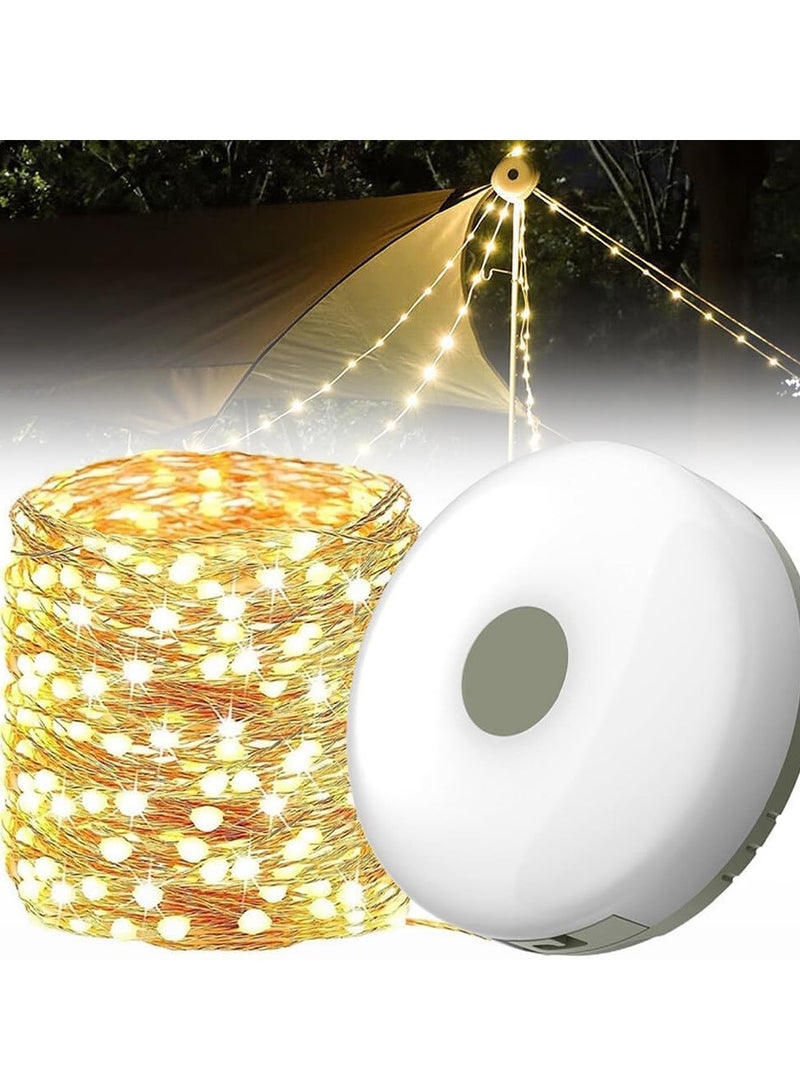 TIGER Camping String Lights, 10M Outdoor Waterproof Portable Stowable String Light, Warmyard Lights with 5 Lighting Modes, USB Rechargeable Outdoor String Lights for Camping Trips, RV, Hiking.  - Image 1
