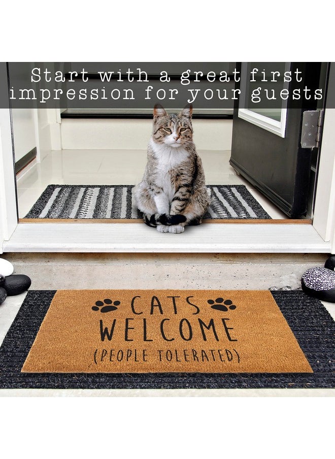 MAINEVENT - Cats Welcome People Tolerated Doormat 30X17 Inch Cat Welcome Mat, Cat Door Mats, Animals Welcome People Tolerated Door Mat Cat, Cat Gifts, Funny Welcome Coir Mat, Funny Cat Doormat - Image 1