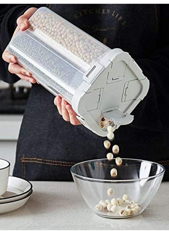 اليسا وعاء تخزين طعام كبير محكم الإغلاق بأربعة أقسام - برطمان أبيض متعدد الاستخدامات للقهوة والسكر والشاي والوجبات الخفيفة وغيرها | منظم مطبخ مانع للتسرب وموفر للمساحة - Image 1