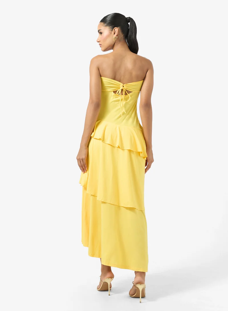Ginger Sweetheart Neckline Frill Layered Maxi Dress