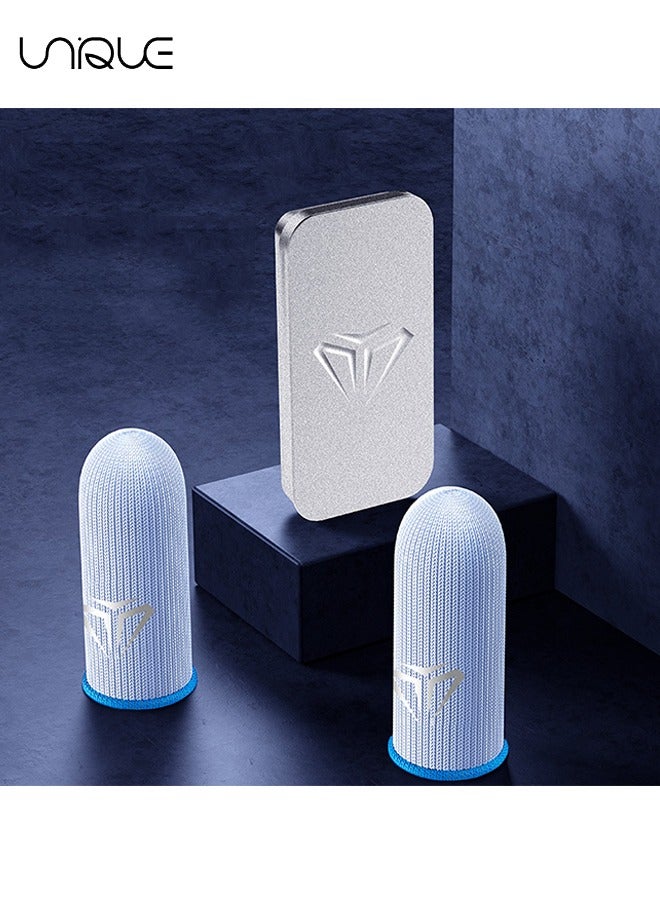 Unique 2 Piece Gaming Finger Gloves - Gaming Finger Sleeve 0.3mm Fiber Seamless Thumbtip Sleeve for Mobile Gaming Sweat resistant, suitable for PUBG/Cod/LOL/ROS Gaming Finger Cover (with case) - Image 1