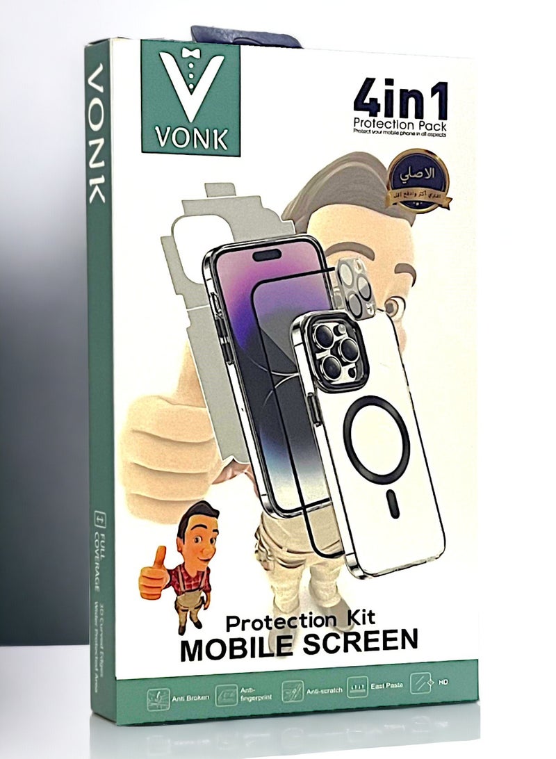 Vonk Economic protection package for iPhone X (4in1), 9H screen protection, back protection for iPhone, silicone back cover for mobile phone, camera lens protection - Image 1