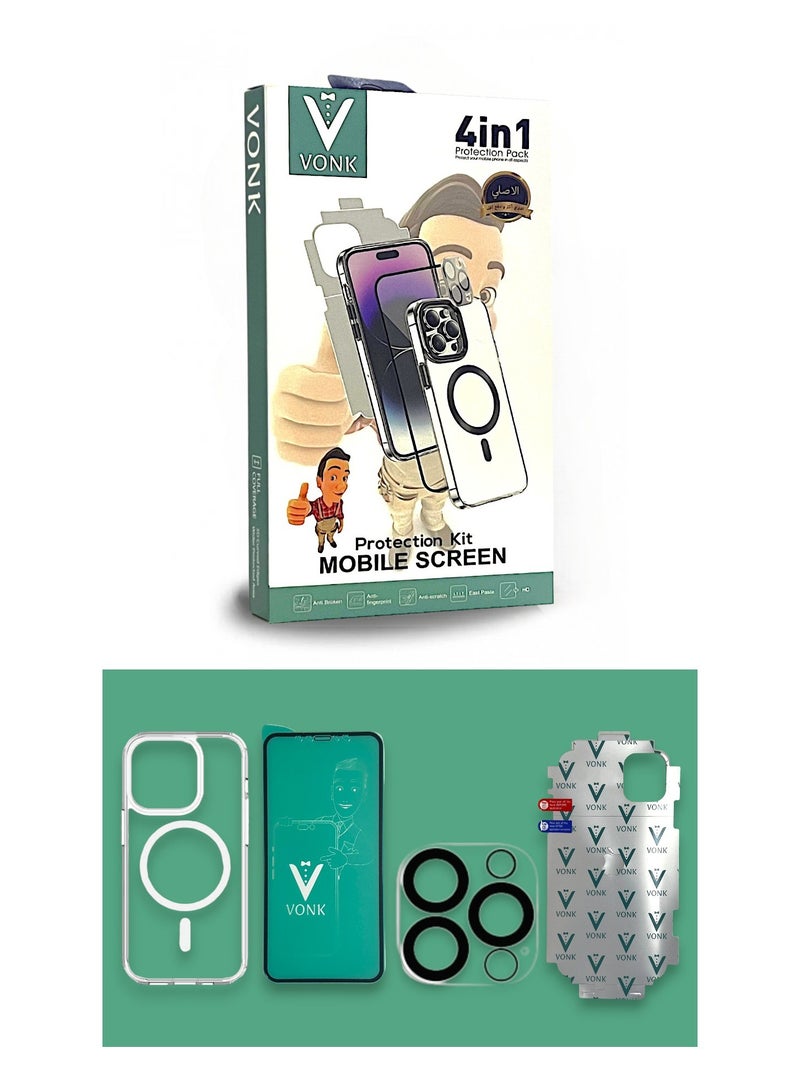 Vonk Economic protection package for iPhone X (4in1), 9H screen protection, back protection for iPhone, silicone back cover for mobile phone, camera lens protection - Image 2