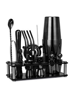 20-Piece Boston Cocktail Shaker Bar Set Gunmetal Plated Bartender Kit Cocktail Shaker Set Black Cocktail Kit with Mixology Bartender Kit Bar Accessories Bartending Kit Cocktail Set With Shaker