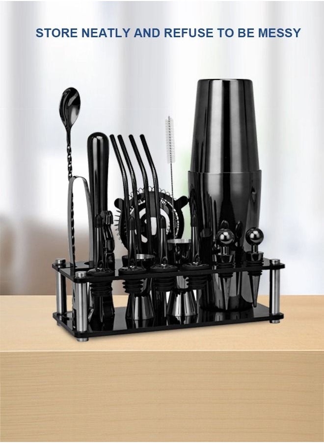 HomarKet - 20-Piece Boston Cocktail Shaker Bar Set Gunmetal Plated Bartender Kit Cocktail Shaker Set Black Cocktail Kit with Mixology Bartender Kit Bar Accessories Bartending Kit Cocktail Set With Shaker - Image 1