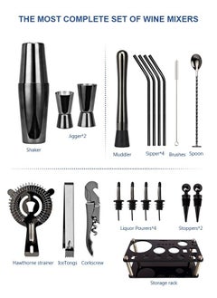 HomarKet 20-Piece Boston Cocktail Shaker Bar Set Gunmetal Plated Bartender Kit Cocktail Shaker Set Black Cocktail Kit with Mixology Bartender Kit Bar Accessories Bartending Kit Cocktail Set With Shaker  - Image 2