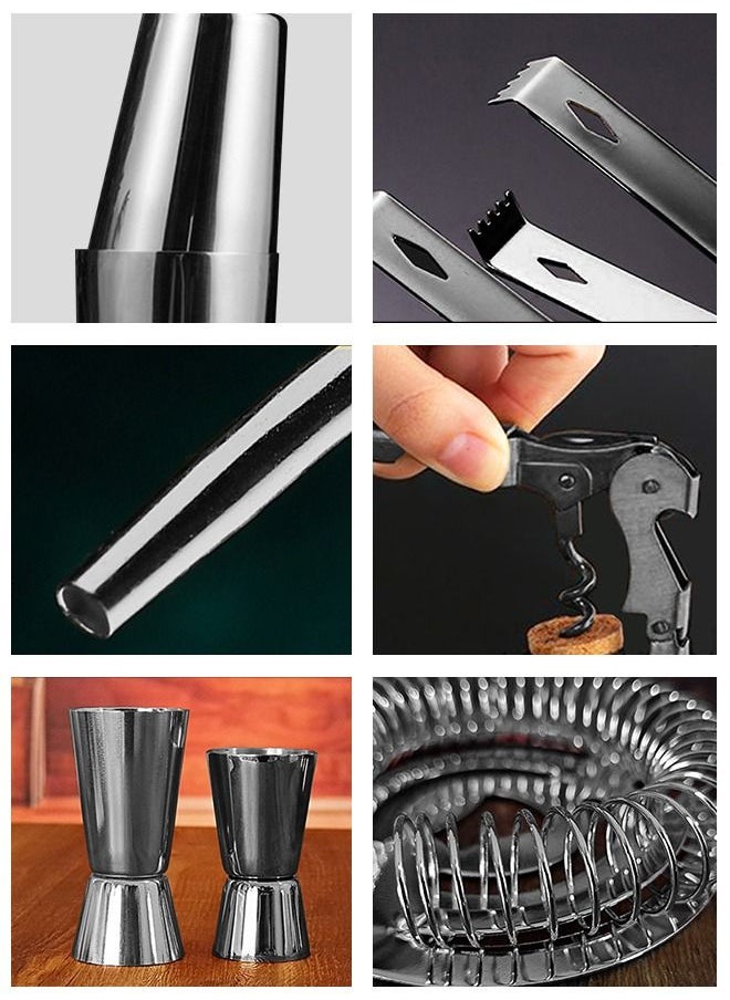 HomarKet - 20-Piece Boston Cocktail Shaker Bar Set Gunmetal Plated Bartender Kit Cocktail Shaker Set Black Cocktail Kit with Mixology Bartender Kit Bar Accessories Bartending Kit Cocktail Set With Shaker - Image 1
