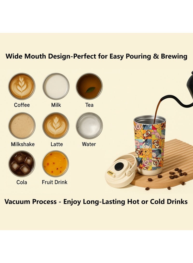 ديزني كوب سفر ديزني ويني الدبدوب وأصدقائه ٥٠٠ مل عازل - ستانلس ستيل ٣١٦ هدية عائلية جاهزة - Image 4