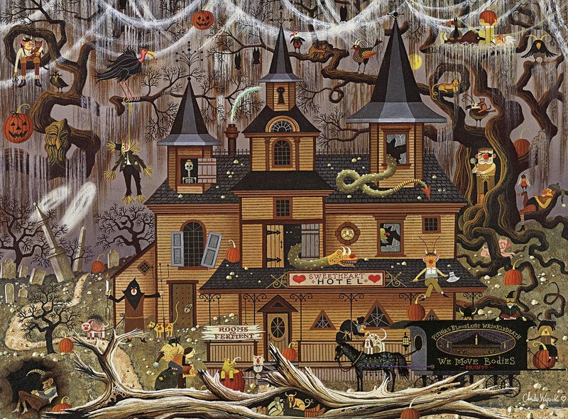 Buffalo Games - Charles Wysocki - Trick or Treat Hotel - 1000 Piece Halloween Puzzle - Colorful and High-Quality Fall Puzzles for Adults â€“ Spooky Autumn Artwork, and Hours of Relaxing Seasonal Fun - Image 2