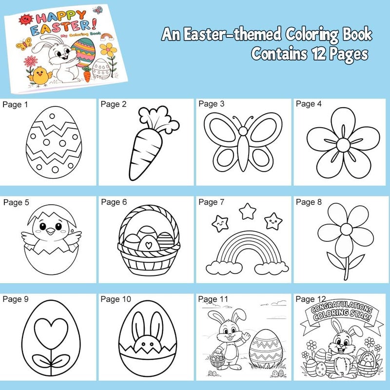 VKTEN Egg-Shaped Toddler Crayons, 12 Colors Non-Toxic Washable Crayons for Kids with Easter Coloring Book – Perfect Easter Basket Stuffers for Babies Toddler - Image 3